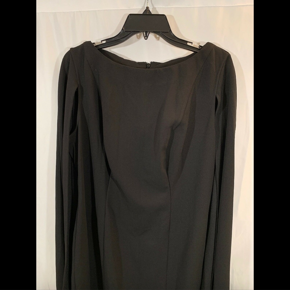 NEW Adrianna Papell Cape Sheath Dress in Black - Picture 3 of 8